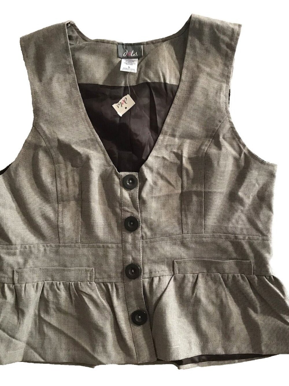 Vintage Y2K Dots Vest Women Large Brown Academia Preppy Boho Equestrian Office